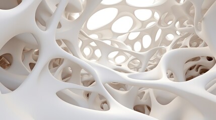 Poster - Abstract 3d rendering of white geometric shapes.