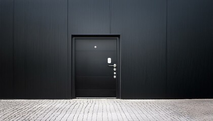 Contemporary security black door with a black wall