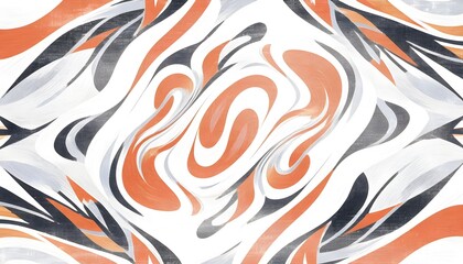 Wall Mural - Fluid Satin Elegance: A Harmony of Orange and White Waves