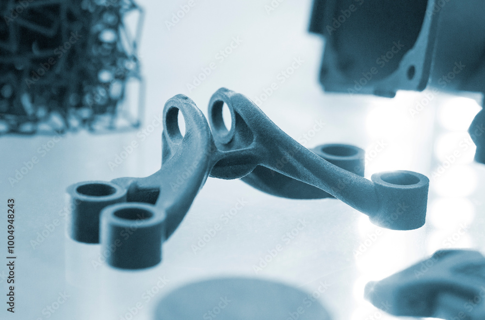 Object printed on a 3D printer from molten plastic powder. Different ...