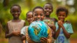 © Marco - black children from africa holding the planet earth
