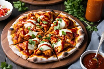 Delicious Crispy BBQ Chicken Pizza with Flavorful Cheese and Mouthwatering Toppings