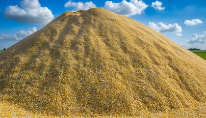 Wall Mural - Cross-section of a massive corn silage pile showcasing vibrant green feed for livestock