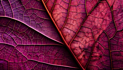 Abstract texture with an autumnal leaf of wild vine in the color Italian plum, luxury, Version 3.