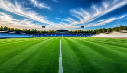 Wall Mural - Panoramic View of Football Field Lines on Lush Green Grass