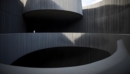 Wall Mural - Mysterious shadows cast by a dark architectural facade