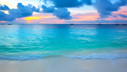 Wall Mural - Ponto Cana Beach at sunset, a perfect blend of nature and art with sea and sky.