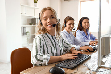 Poster - Female technical support agents working in office