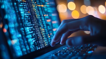 Leinwandbilder - computer program that detects scammers, real photo in light colors, : Generative AI