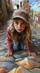 Young Girl Posing in Front of Street Art