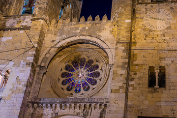 Sticker - View of Lisbon city center in the night, Portugal