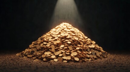 Glistening Gold Coins on a Mountain of Wealth