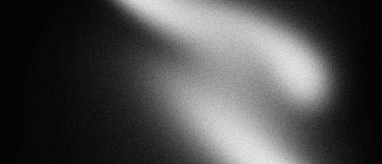 Wall Mural - dark grainy gradient background, black white gray monochrome abstract noise texture banner, header, 
