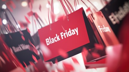 Wall Mural - Marketing layout: Text Black Friday featured on a striking background, ideal for creating eye-catching banners or wallpapers, to highlight promotional offers and special deals.