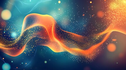 Abstract science background featuring a dynamic network illustration with particle effects, creating a futuristic and digital aesthetic
