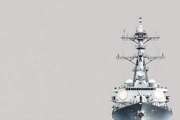 Wall Mural - Military Warship with Radar Towers Against a Clear Sky