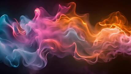 Poster - Various colorful smokes mixing and intertwining on a black background, creating a dynamic and visually striking effect.