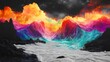 © Liang - A stunning visual of a cosmic wave of vibrant colors cascading over a stark black-and-white landscape, illustrating the transformative power of creativity as it infuses life and energy into