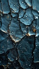 Wall Mural - Water Drops on a Cracked Surface - Abstract Macro Photography