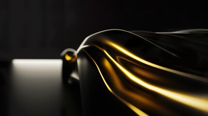 Wall Mural - Black_gold_minimalist_silk_with_light_effect_for