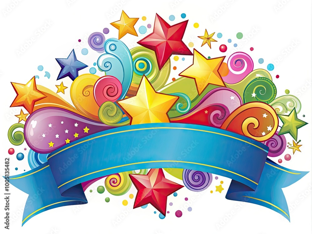 Vibrant colorful banner clip art featuring various shapes, stars, and ...