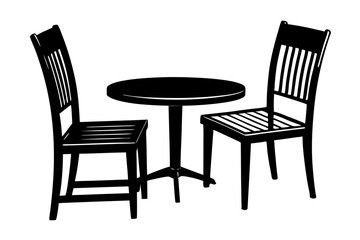 Wall Mural - a simple wooden chair and table  silhouette