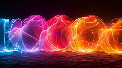 Aufkleber - Vibrant blue and red light waves flow dynamically.