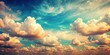 © Nasnunt - Retro sky background with fluffy clouds and vintage colors, retro, sky, background, clouds, vintage, colorful