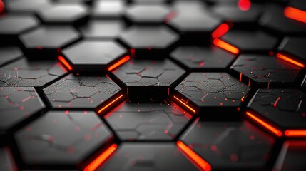 Poster - Abstract honeycomb with glowing edges