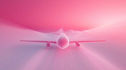 Wall Mural - A pink airplane is flying through the sky