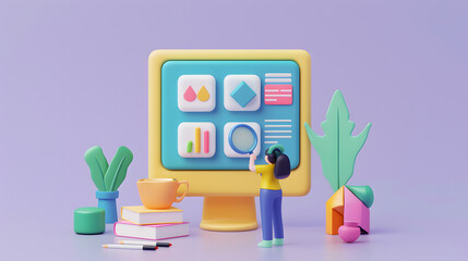 Wall Mural - Usability Testing Icon User Experience 3D