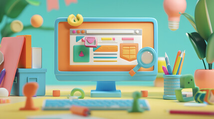 Wall Mural - Usability Testing Icon Web Design 3D