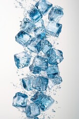 Poster - Ice cubes falling in water