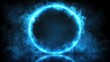 © visual artstock - A glowing blue ring with smoke and reflection on a black background.