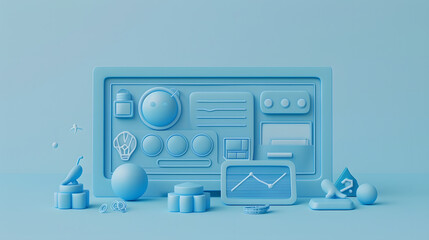 Wall Mural - Wireframe In User Experience 3D