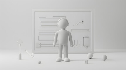 Wall Mural - Wireframe In User Experience 3D
