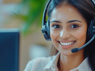 Canvas Print - Young Businesswoman in Call Center