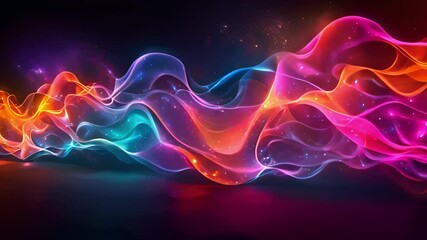 Aufkleber - Multicolored light waves undulate with a dynamic, glowing energy against a stark backdrop.