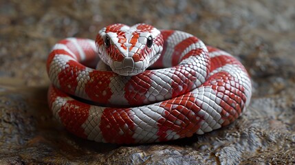 Wall Mural - Close-Up of a Striking Red and White Snake