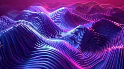 Wall Mural - Abstract Neon Purple and Blue Wavy Lines