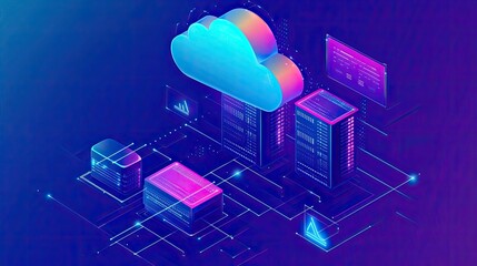 Fototapete - Modern Cloud Computing Graphic Representation