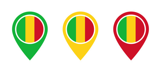 Poster - Mali flag location icon set