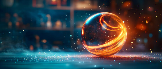 Wall Mural - glowing orb with vibrant colors and sparkling effects, creating a magical atmosphere.