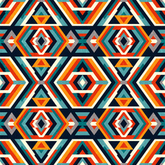 Wall Mural - vibrant tribal pattern. seamless abstract vector background with bold shapes and dynamic colors.