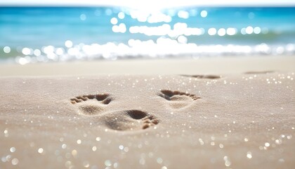 Wall Mural - Footprints in the Sand by Tropical Waters