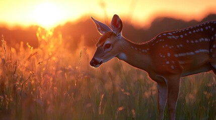 Poster - Fawn in the Golden Hour