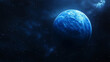 © suriyani - Planet Neptune with a charming deep blue hue, its atmosphere swirling with large storms clearly visible, dark space background filled with stars, Ai generated images