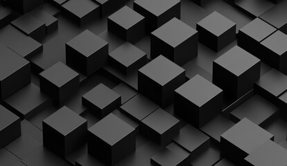 Canvas Print - Abstract Black Cubes Background