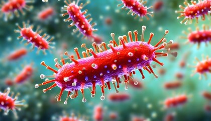 Bacterial Colonies Close-Up on Shower Floor Highlighting Hygiene Concerns with Ample Copy Space and Deep Depth of Field