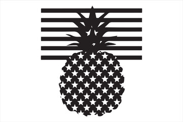 Wall Mural - Hand drawn pineapple silhouette illustration